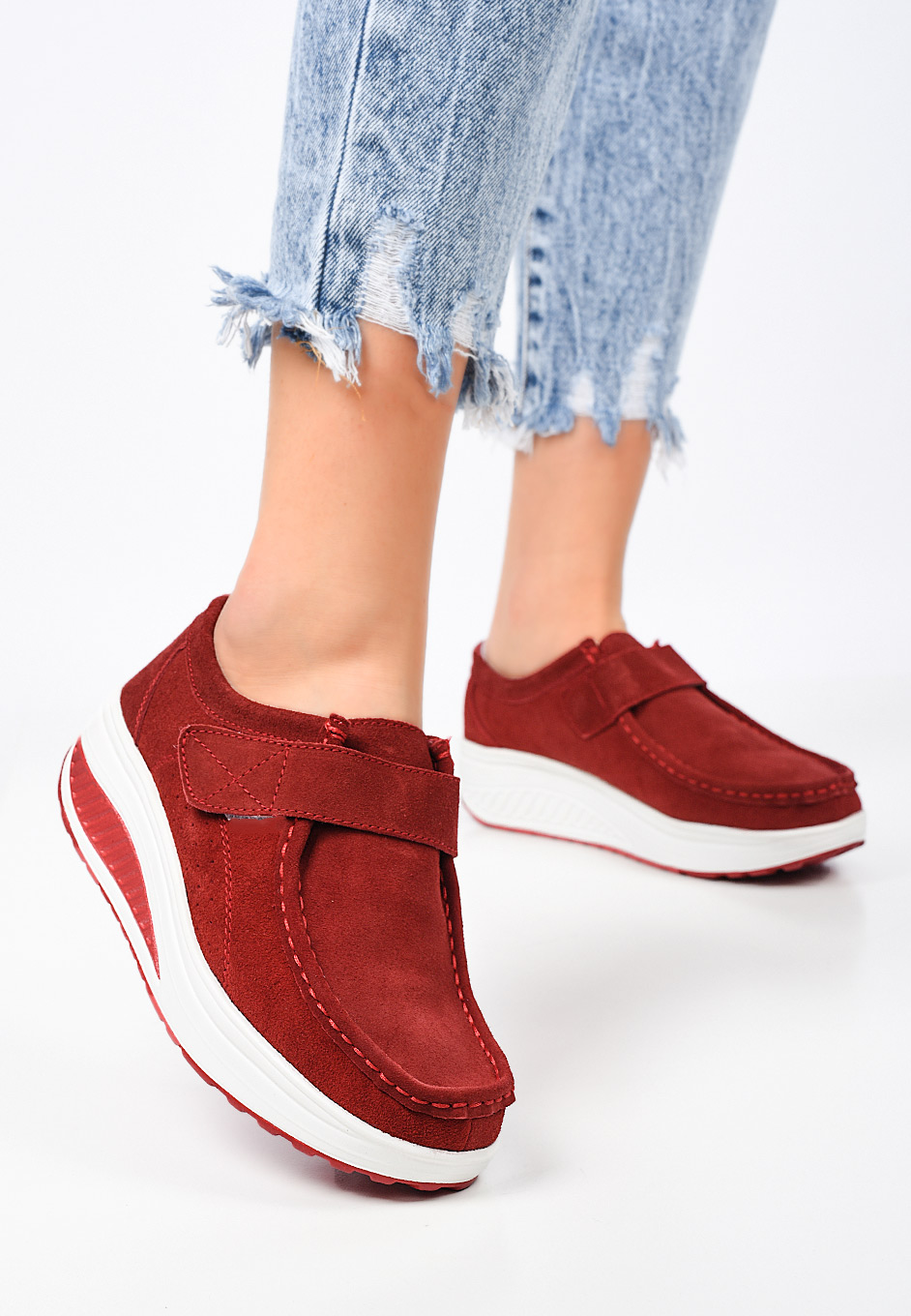 Мокасини от естествена кожа Justina 2A червен