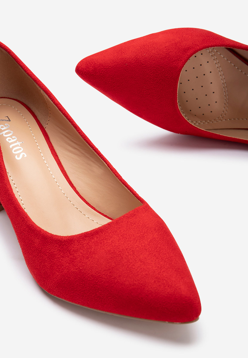 Oбувки с дебел ток Salma червен