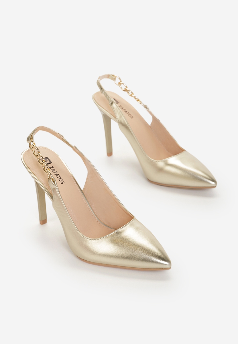 Обувки на ток златен Elemia