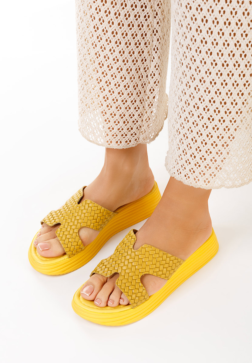 Чехли от естествена кожа Demetra жълтi