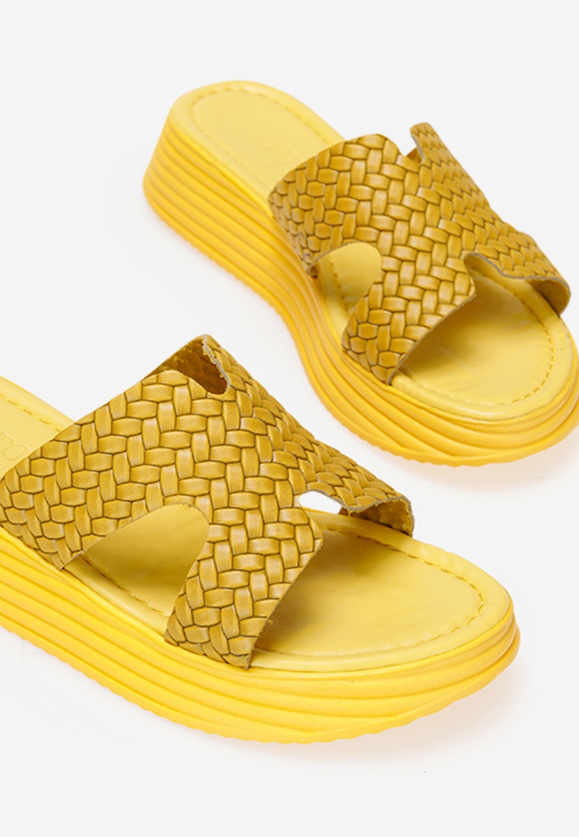 Чехли от естествена кожа Demetra жълтi