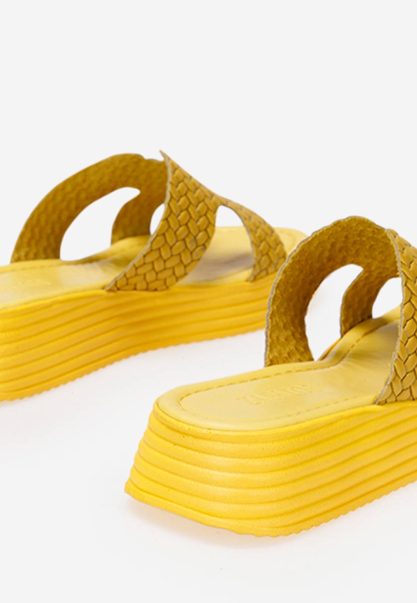 Чехли от естествена кожа Demetra жълтi