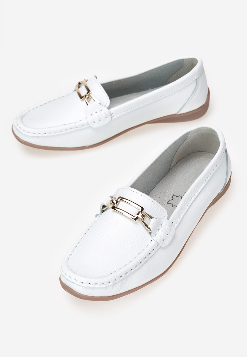 Дамски мокасини естествена кожа бели Celetina