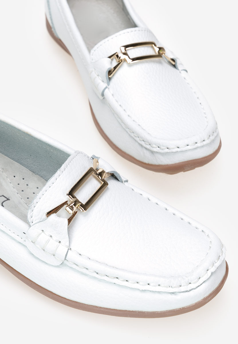 Дамски мокасини естествена кожа бели Celetina