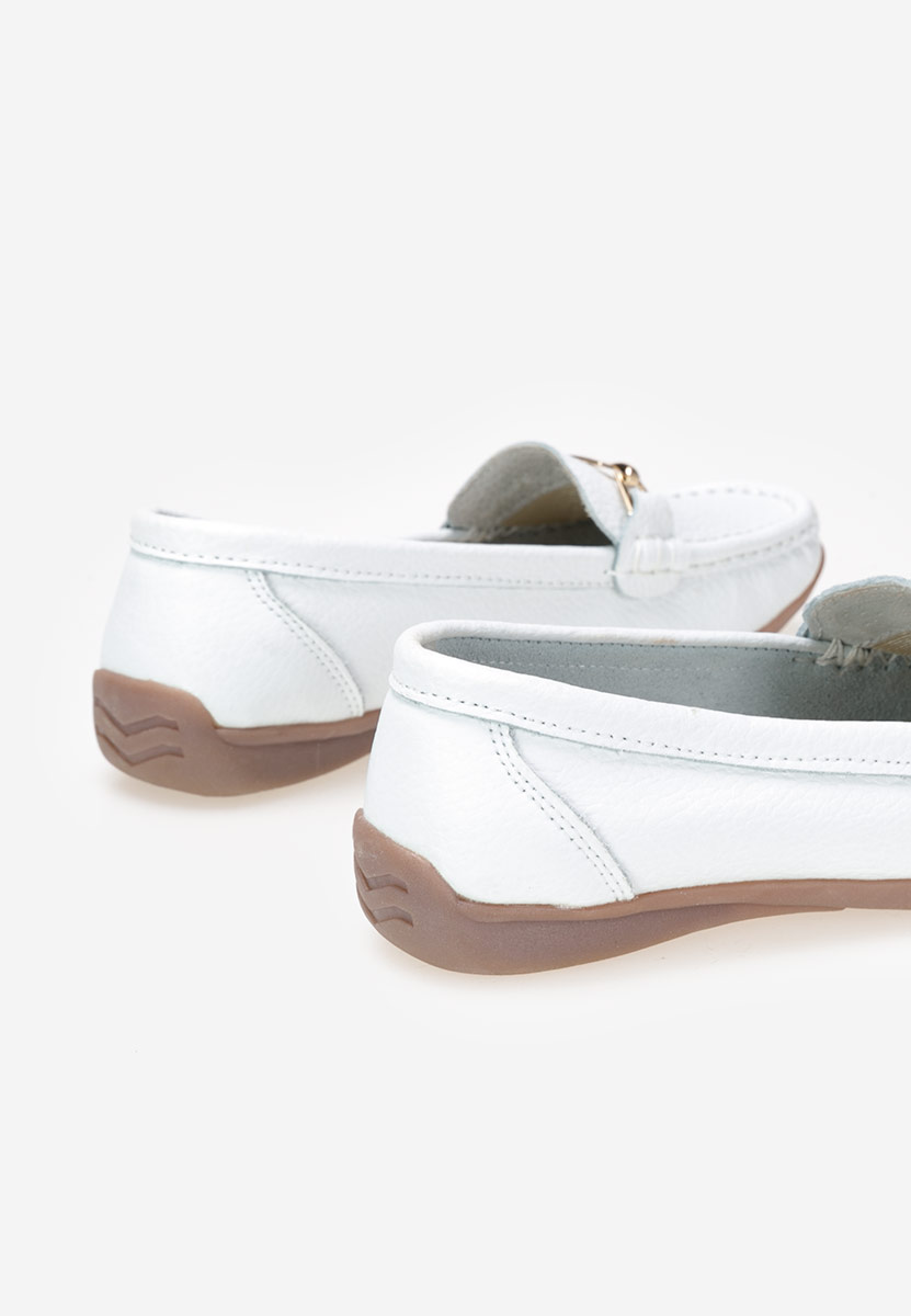 Дамски мокасини естествена кожа бели Celetina