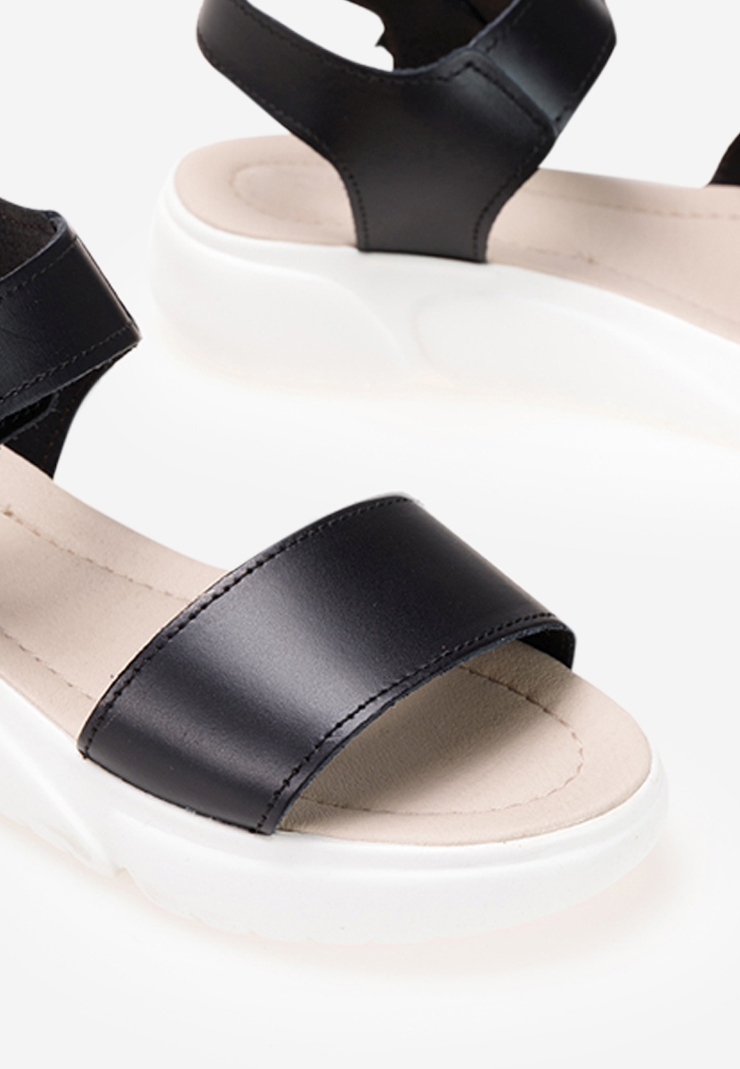 Cандали естествена кожа Tiella черен