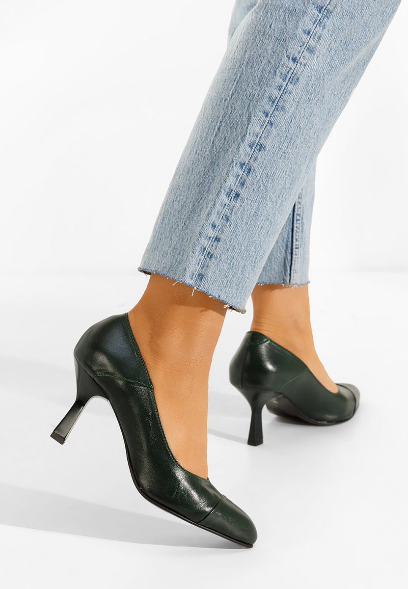 Обувки на ток Colie зелен