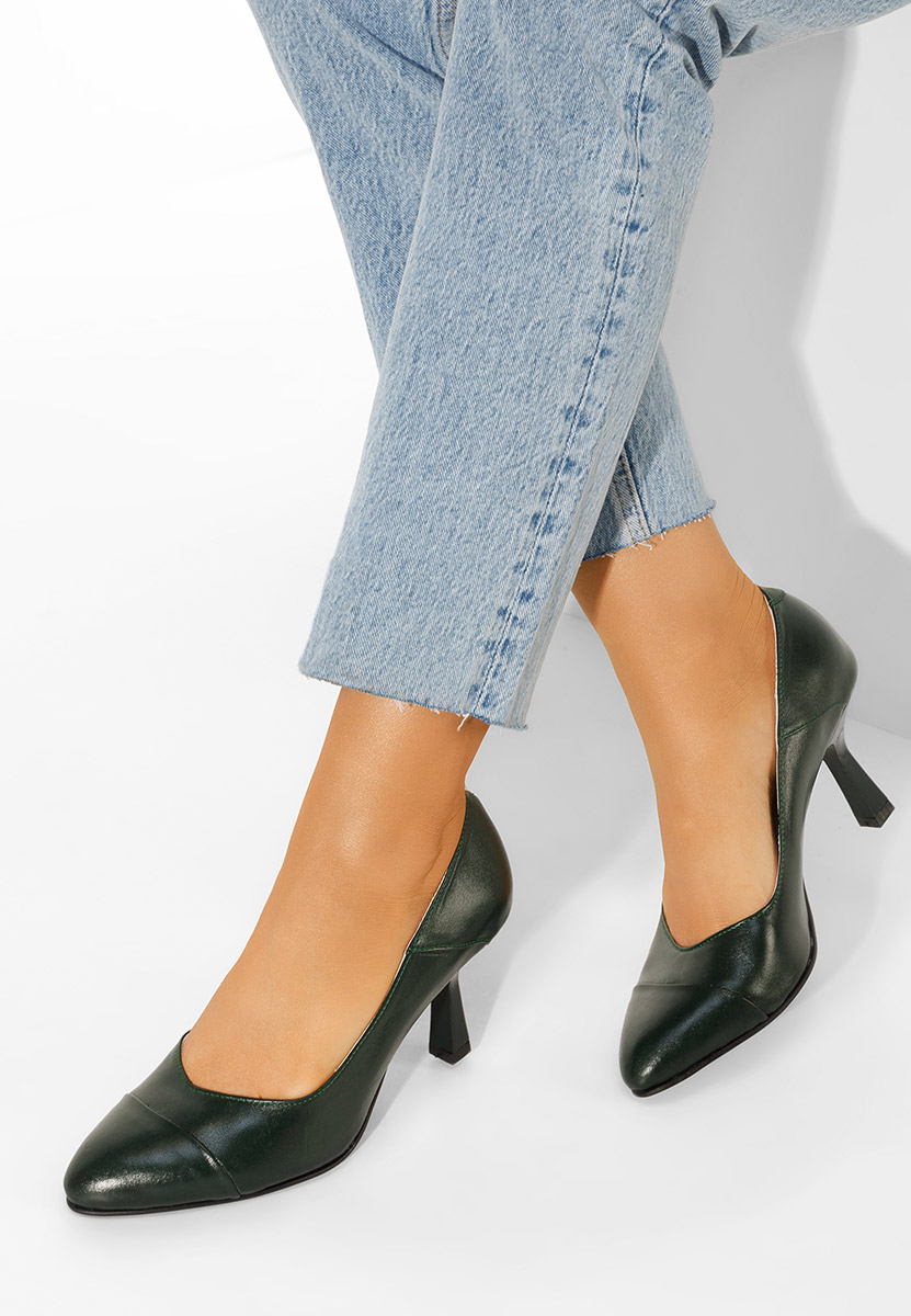 Обувки на ток Colie зелен