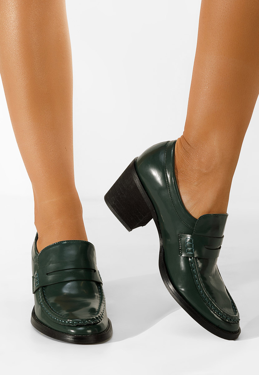 Дамски мокасини на ток Tandil зелен