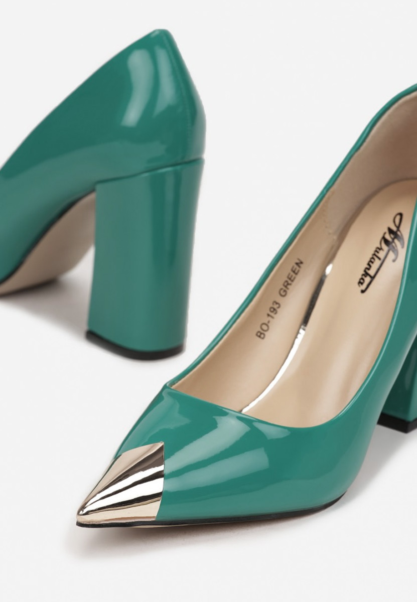 Обувки на ток зелен Azul