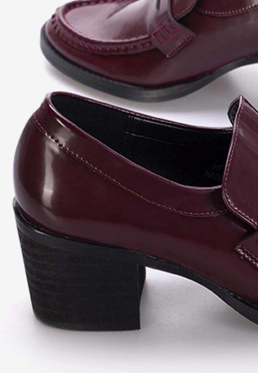 Дамски мокасини на ток Tandil Винено червено