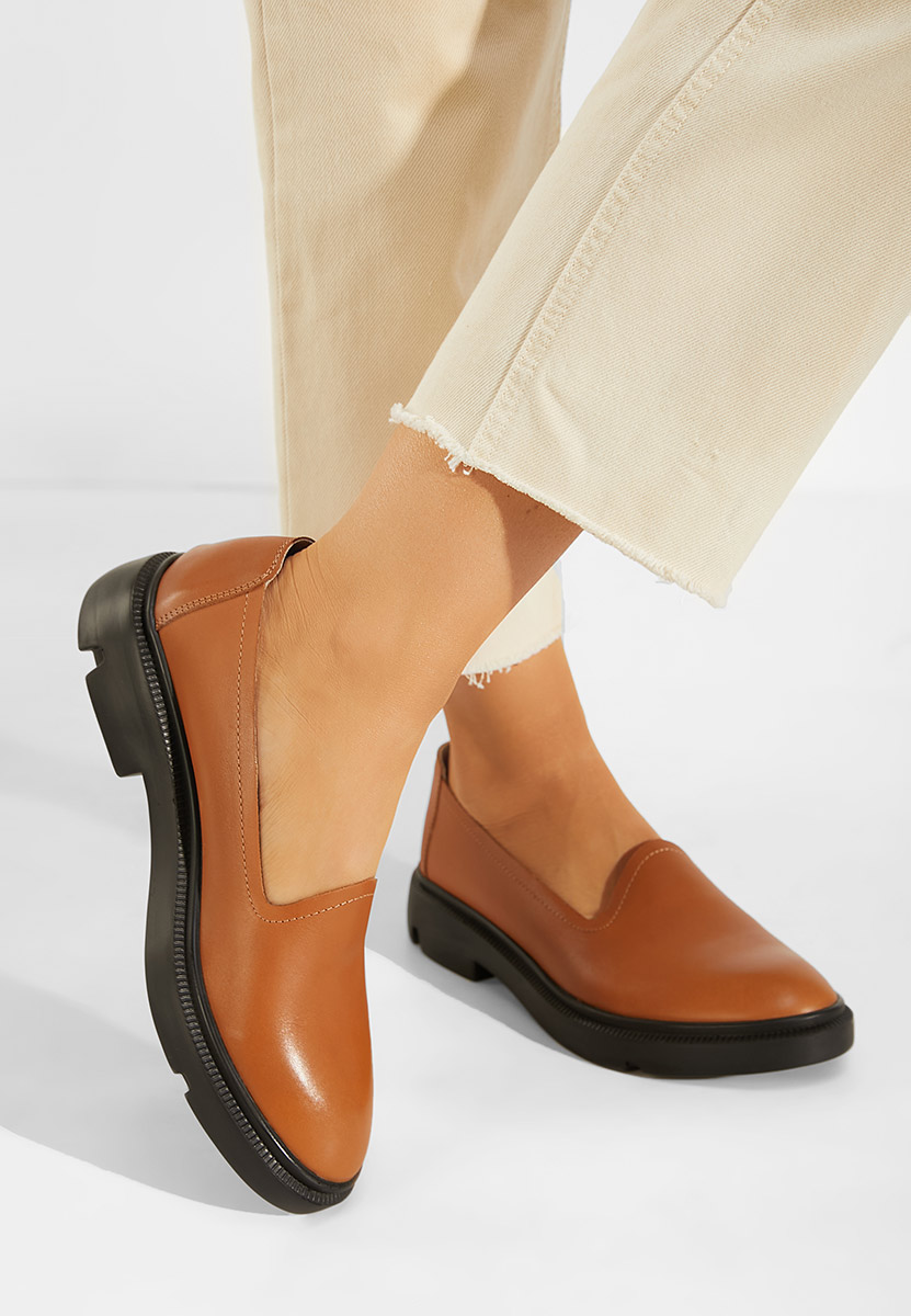 Ежедневни обувки естествена кожа камел Manara