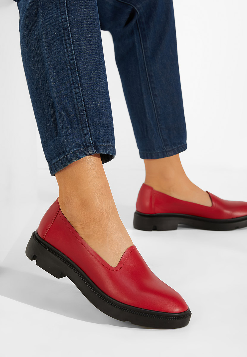 Ежедневни обувки естествена кожа червен Manara