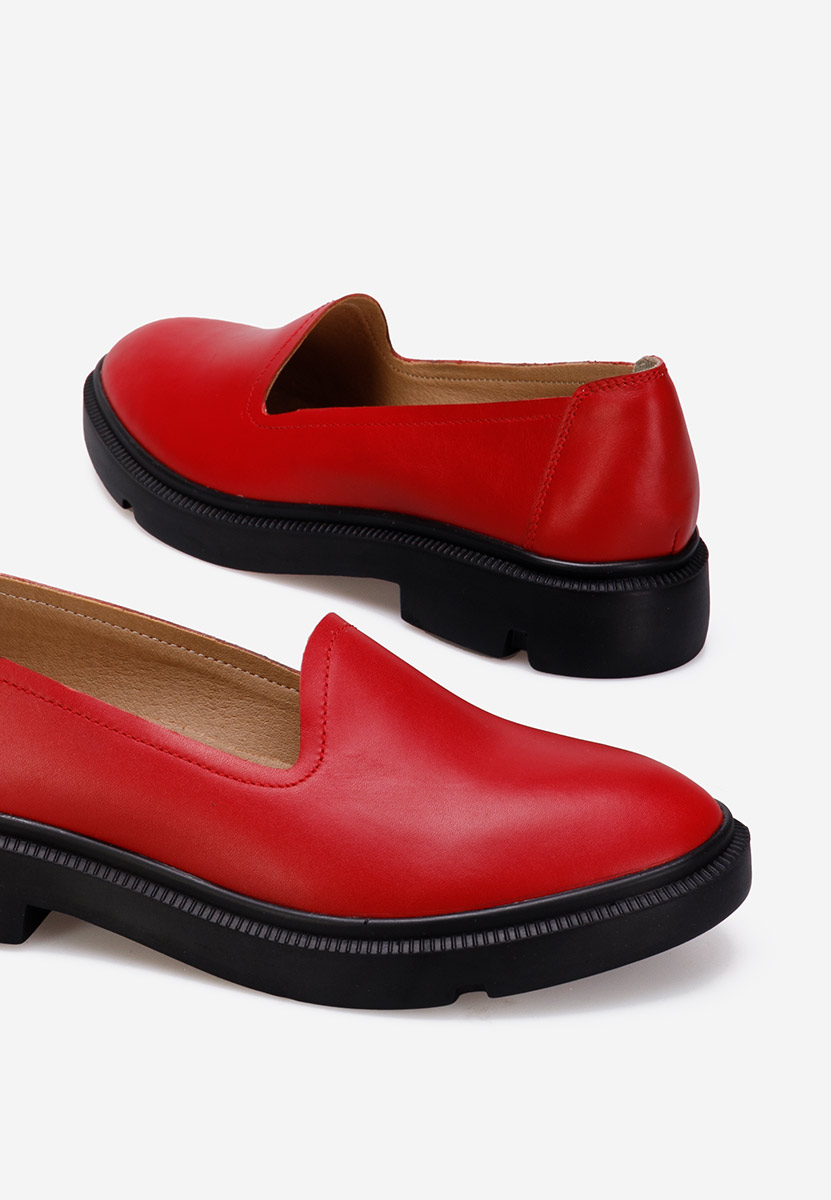 Ежедневни обувки естествена кожа червен Manara
