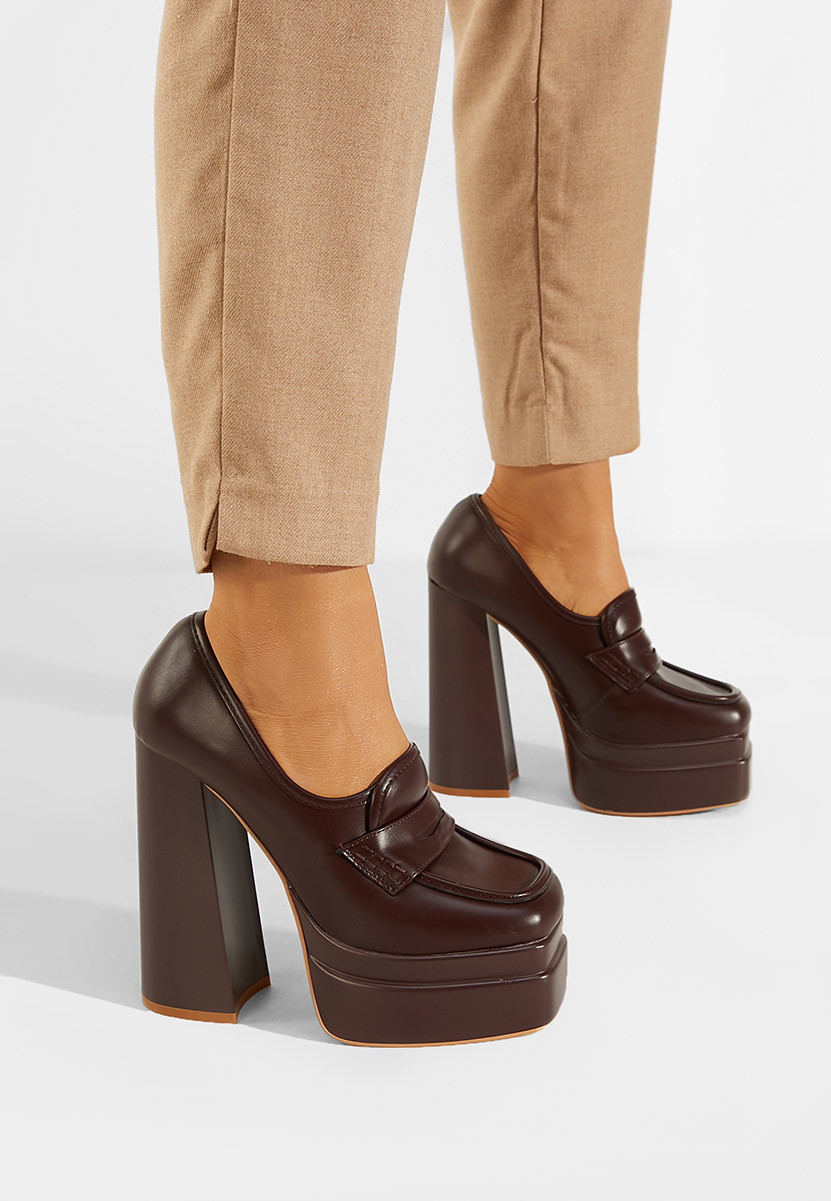 Oбувки на ток кафяв Dieppa