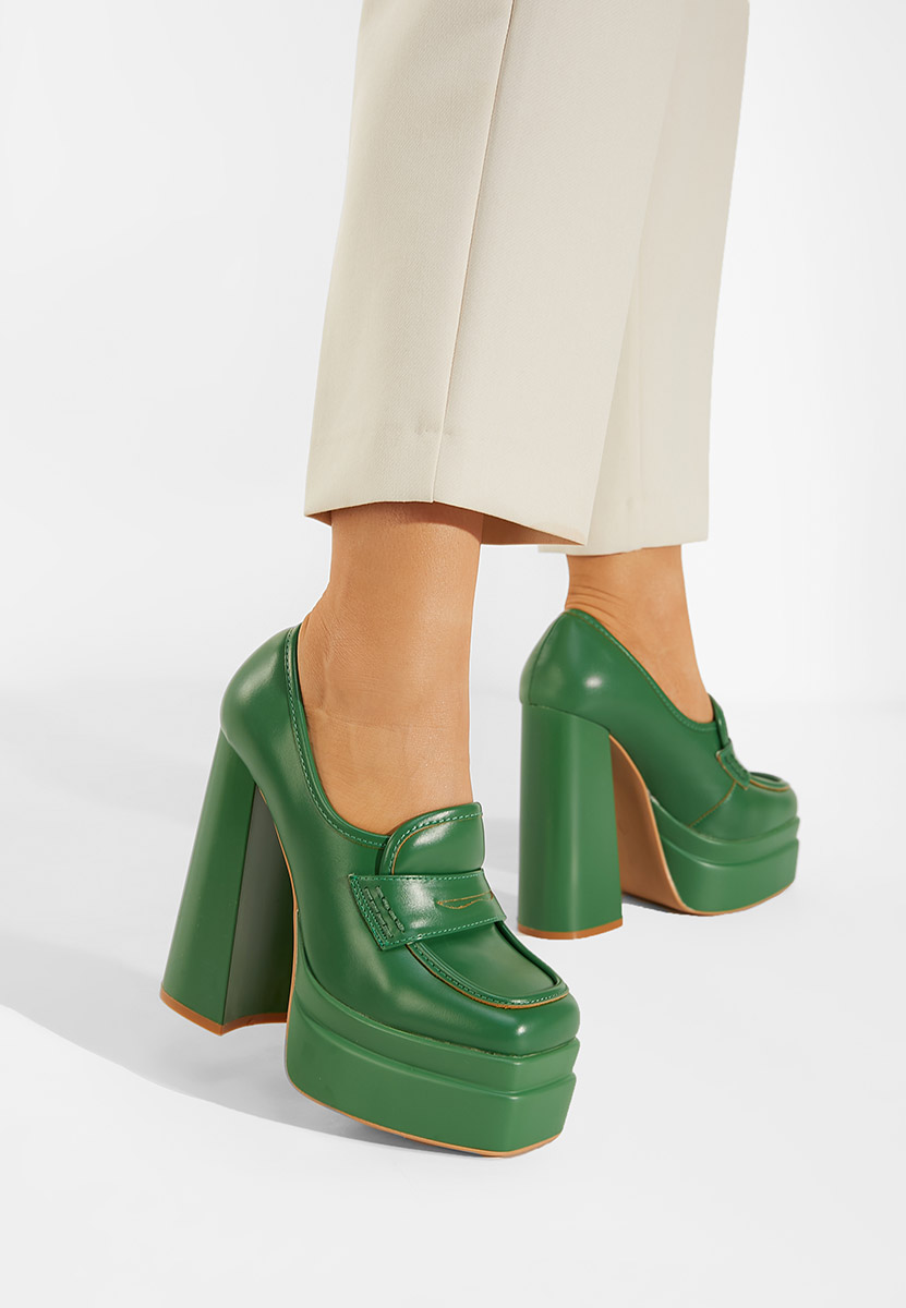 Mокасини на платформа Algara зелен