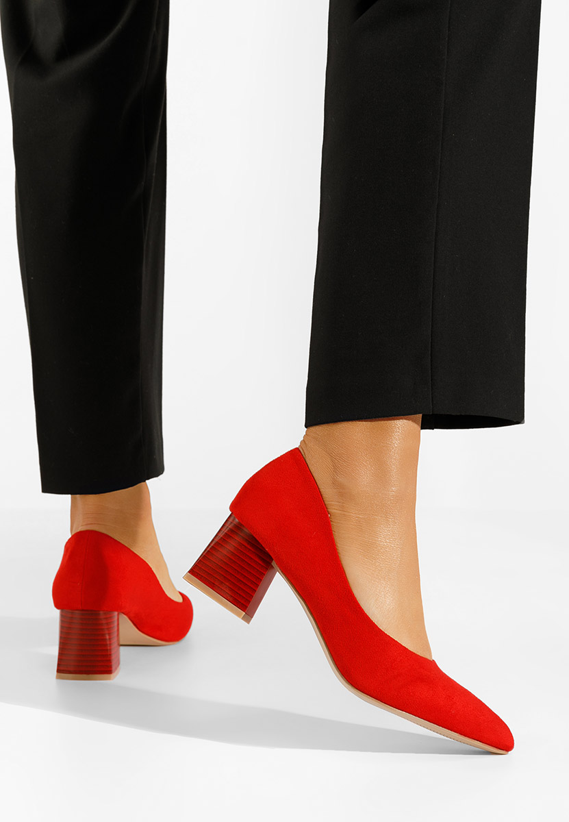 Oбувки с дебел ток Salma червен