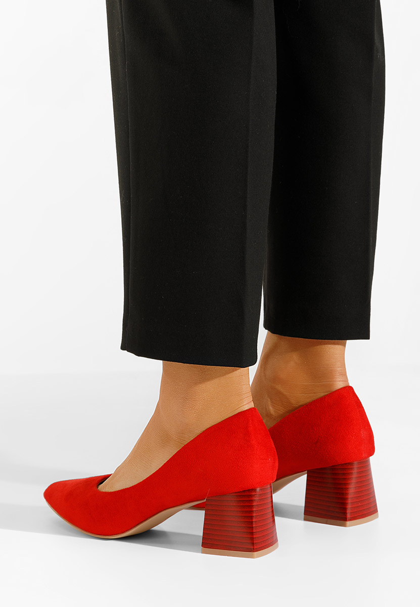 Oбувки с дебел ток Salma червен