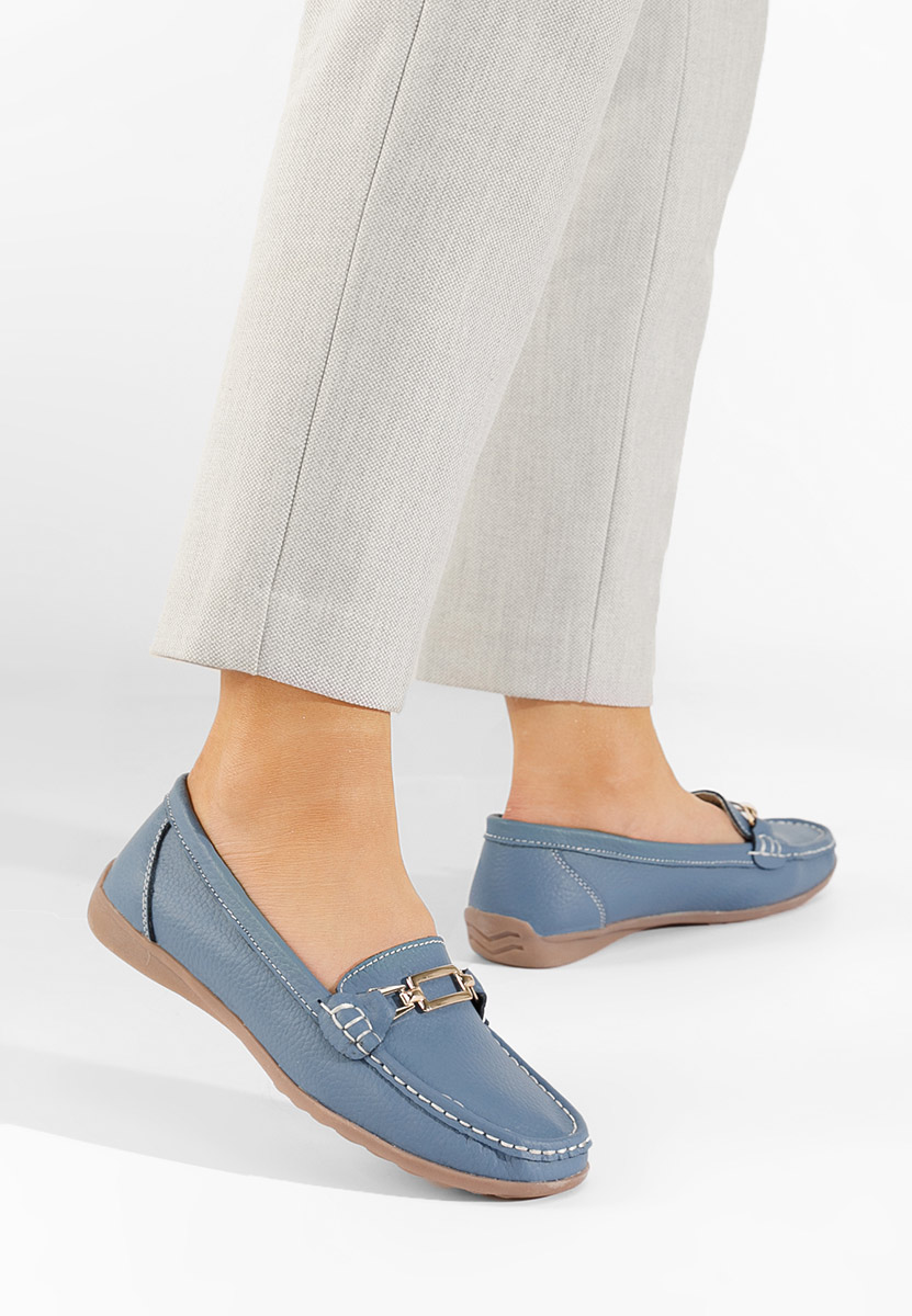 Дамски мокасини естествена кожа Celetina деним