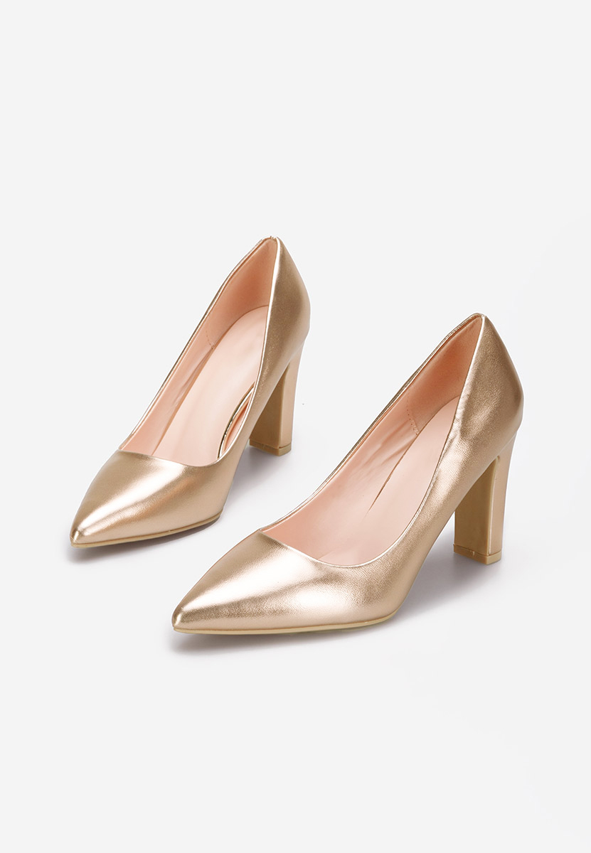 Oбувки с дебел ток Devina V3 шампанско