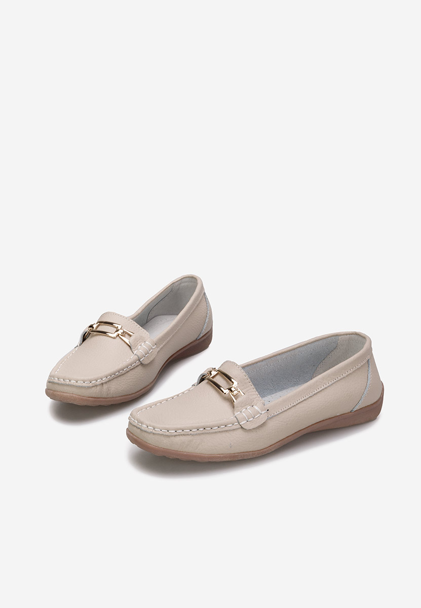 Дамски мокасини естествена кожа Celetina бежов