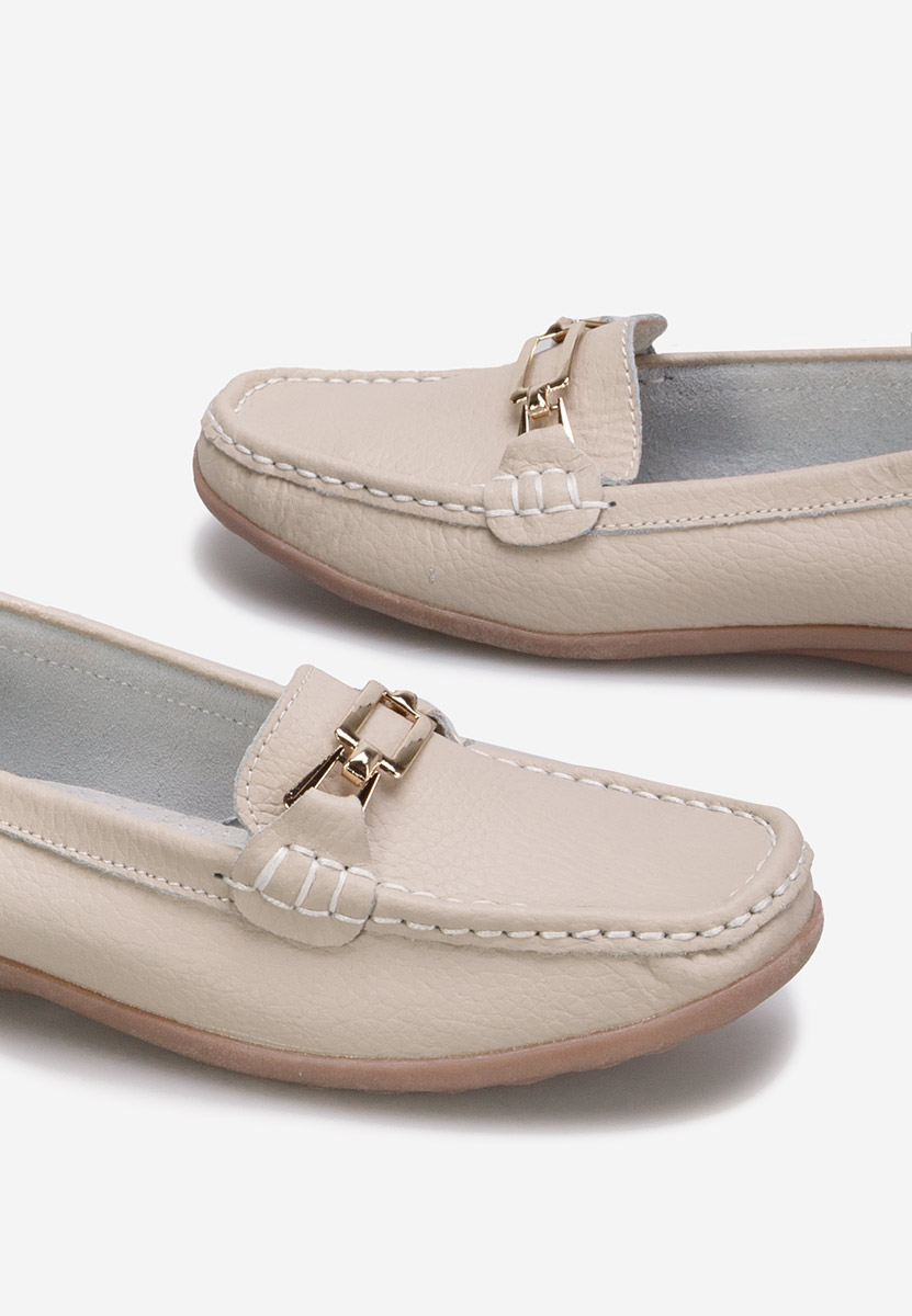 Дамски мокасини естествена кожа Celetina бежов