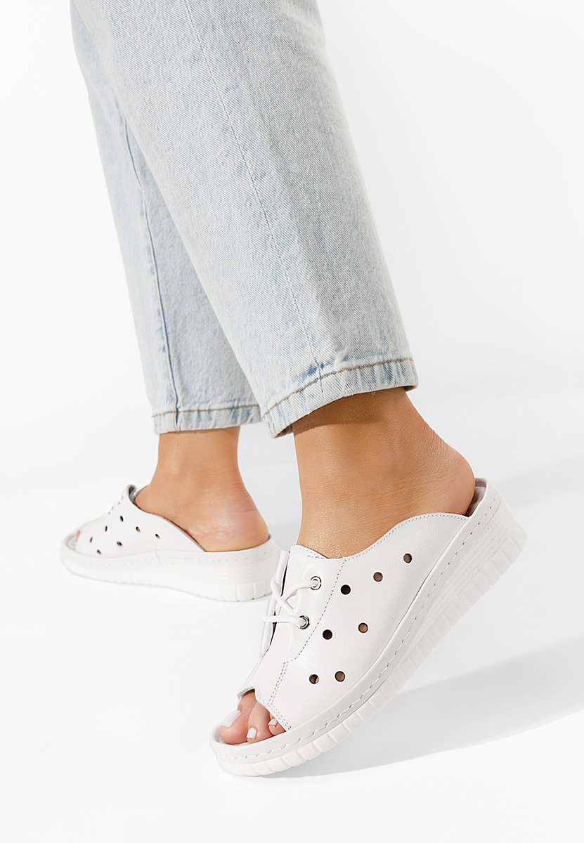 ехли от естествена кожа Patricia бели