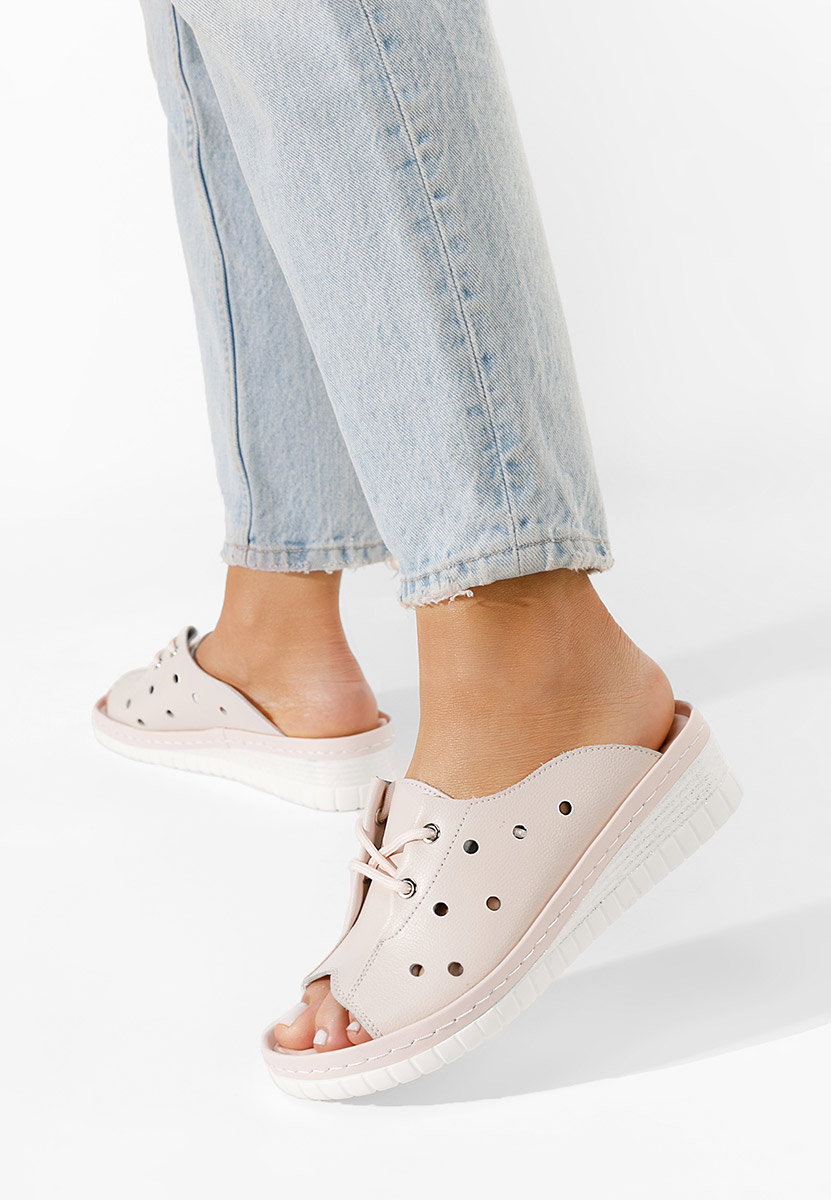 Чехли от естествена кожа Patricia розов