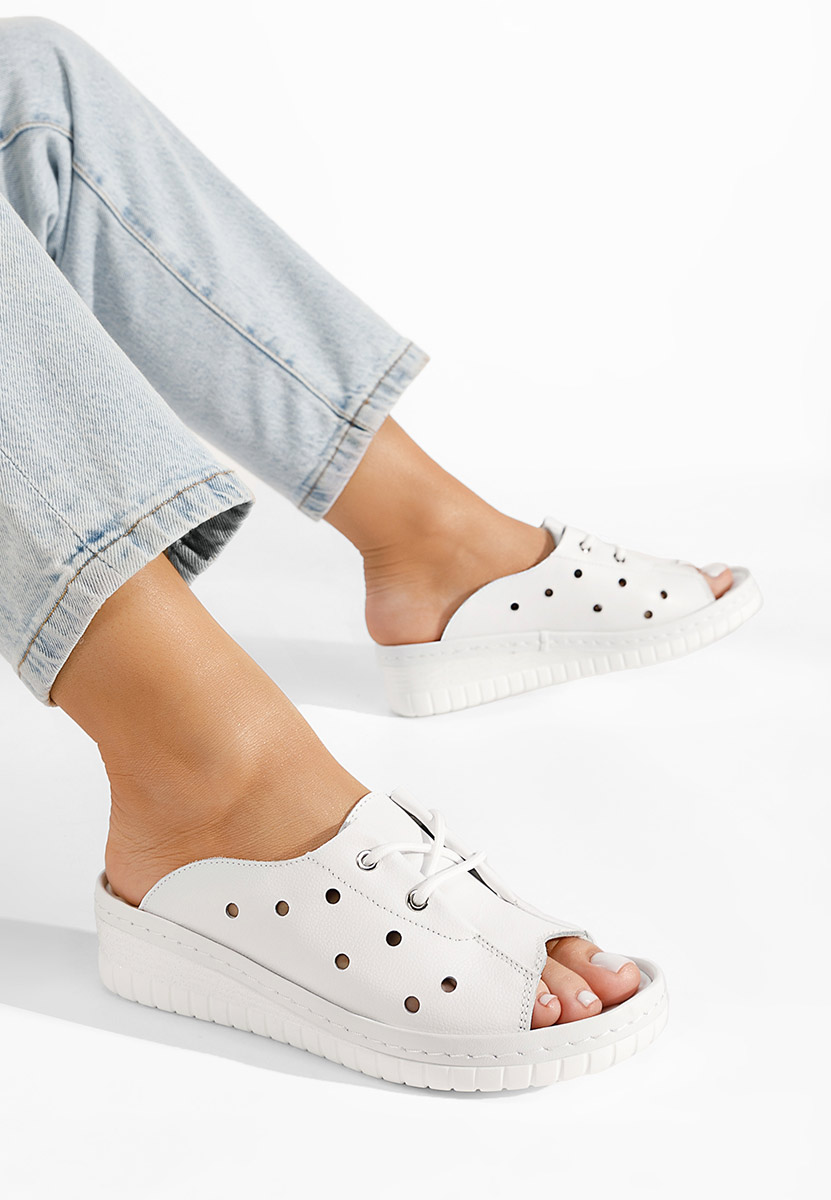 ехли от естествена кожа Patricia бели