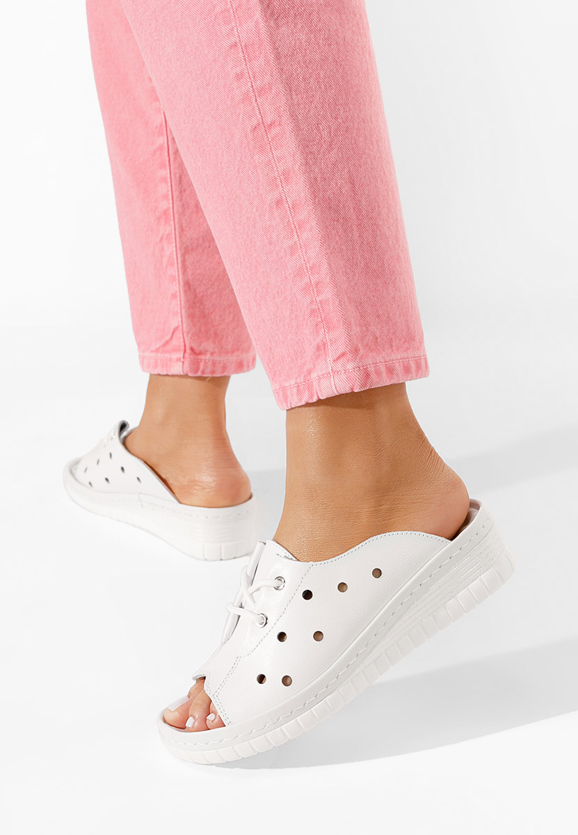 ехли от естествена кожа Patricia бели