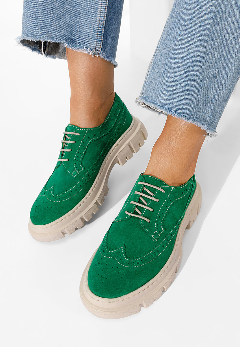 Ежедневни обувки естествена кожа Henise V2 зелен