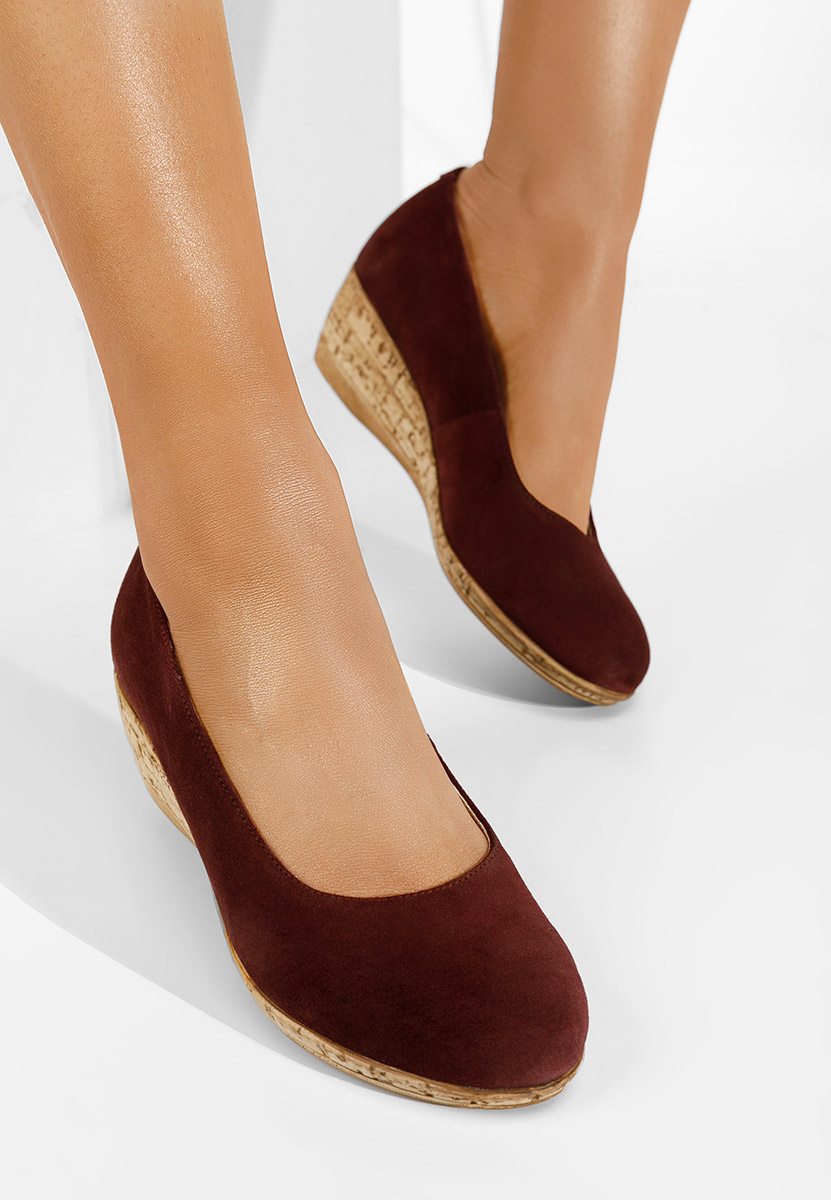 Обувки на платформа Sonia Винено червено