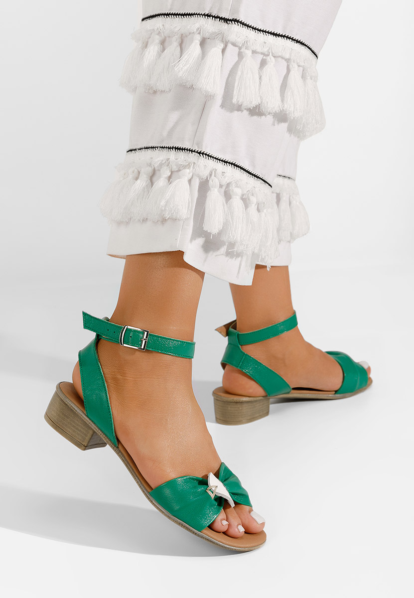 Cандали естествена кожа Vestina зелен