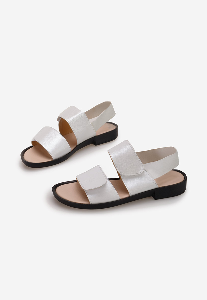 Cандали естествена кожа бели Galaroza