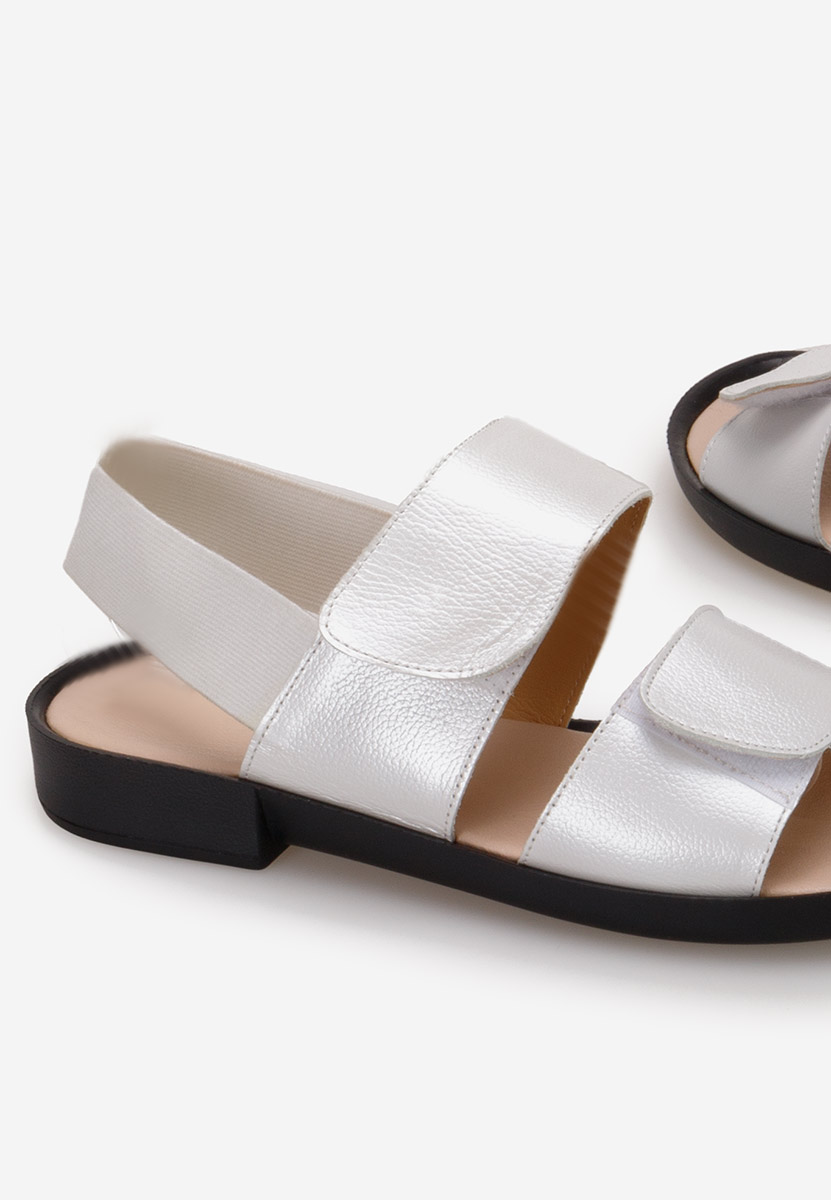 Cандали естествена кожа бели Galaroza