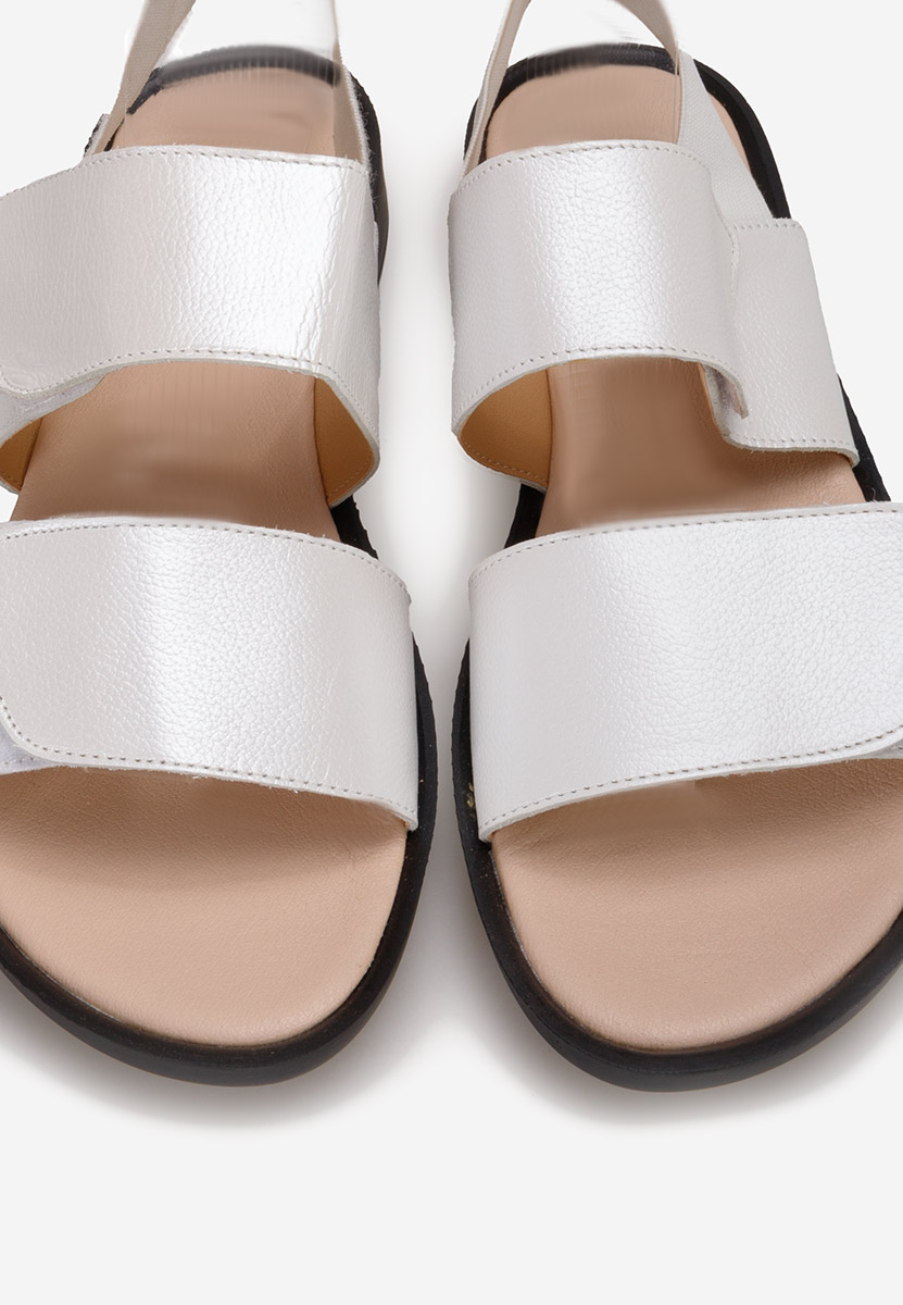 Cандали естествена кожа бели Galaroza