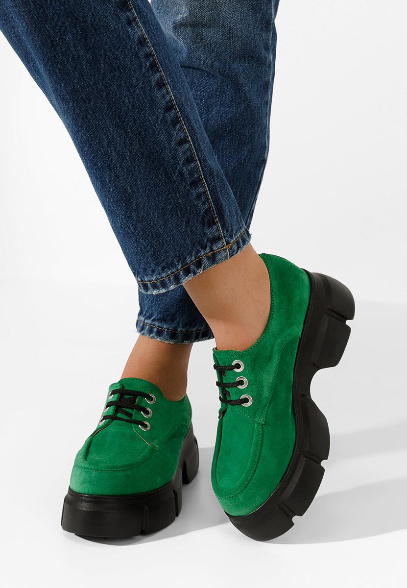 Ежедневни обувки естествена кожа Catarina зелен