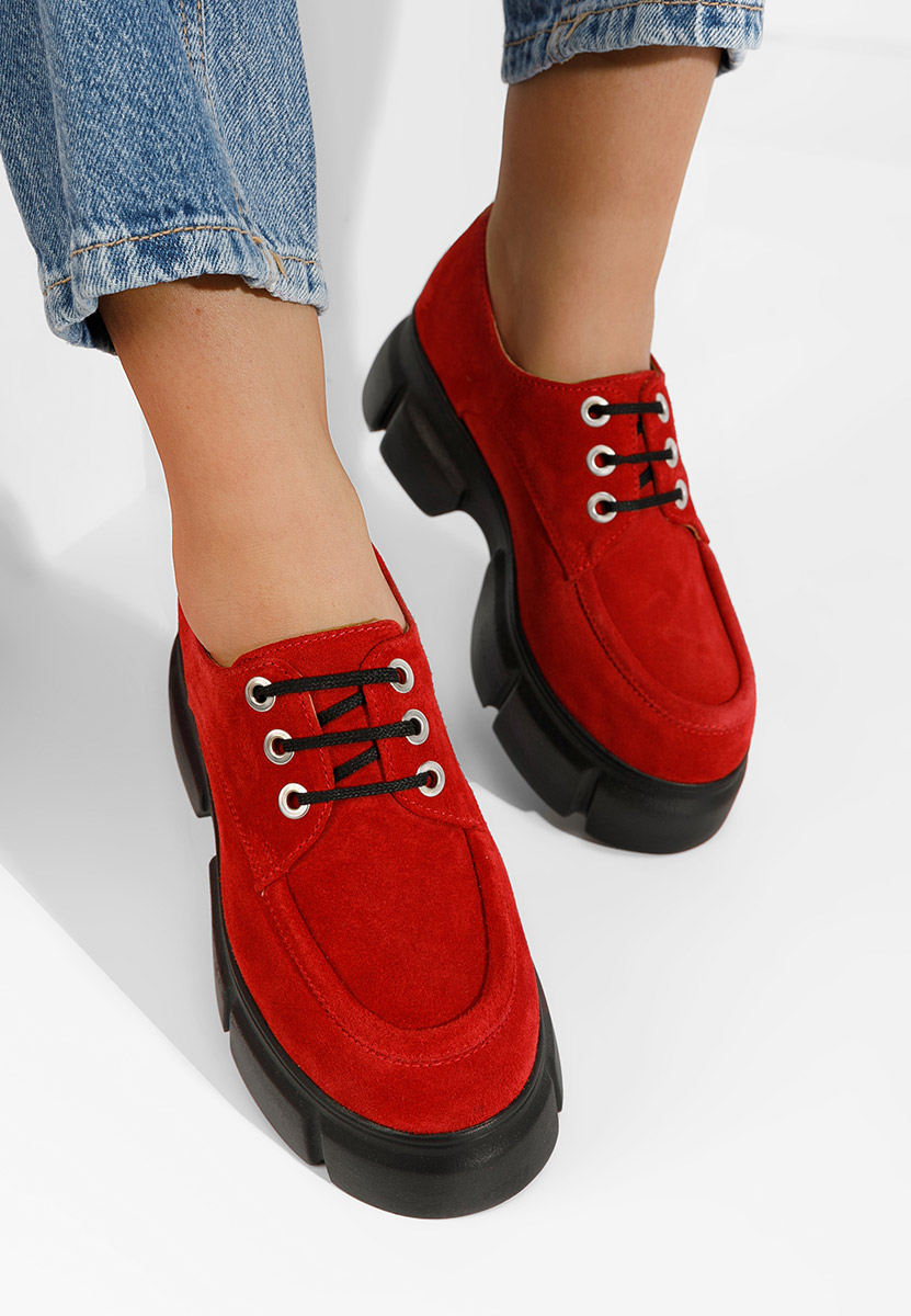 Ежедневни обувки естествена кожа Catarina червен
