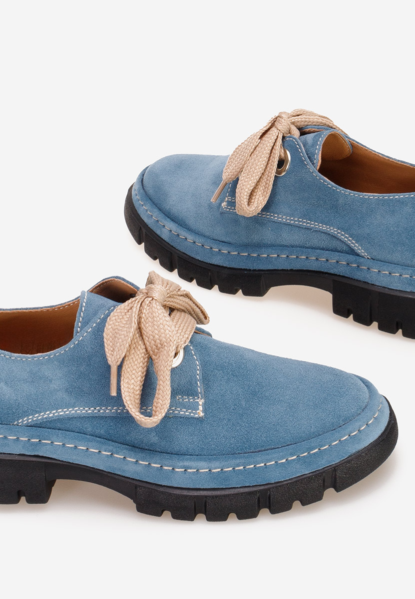 Ежедневни обувки естествена кожа Dasha светло син