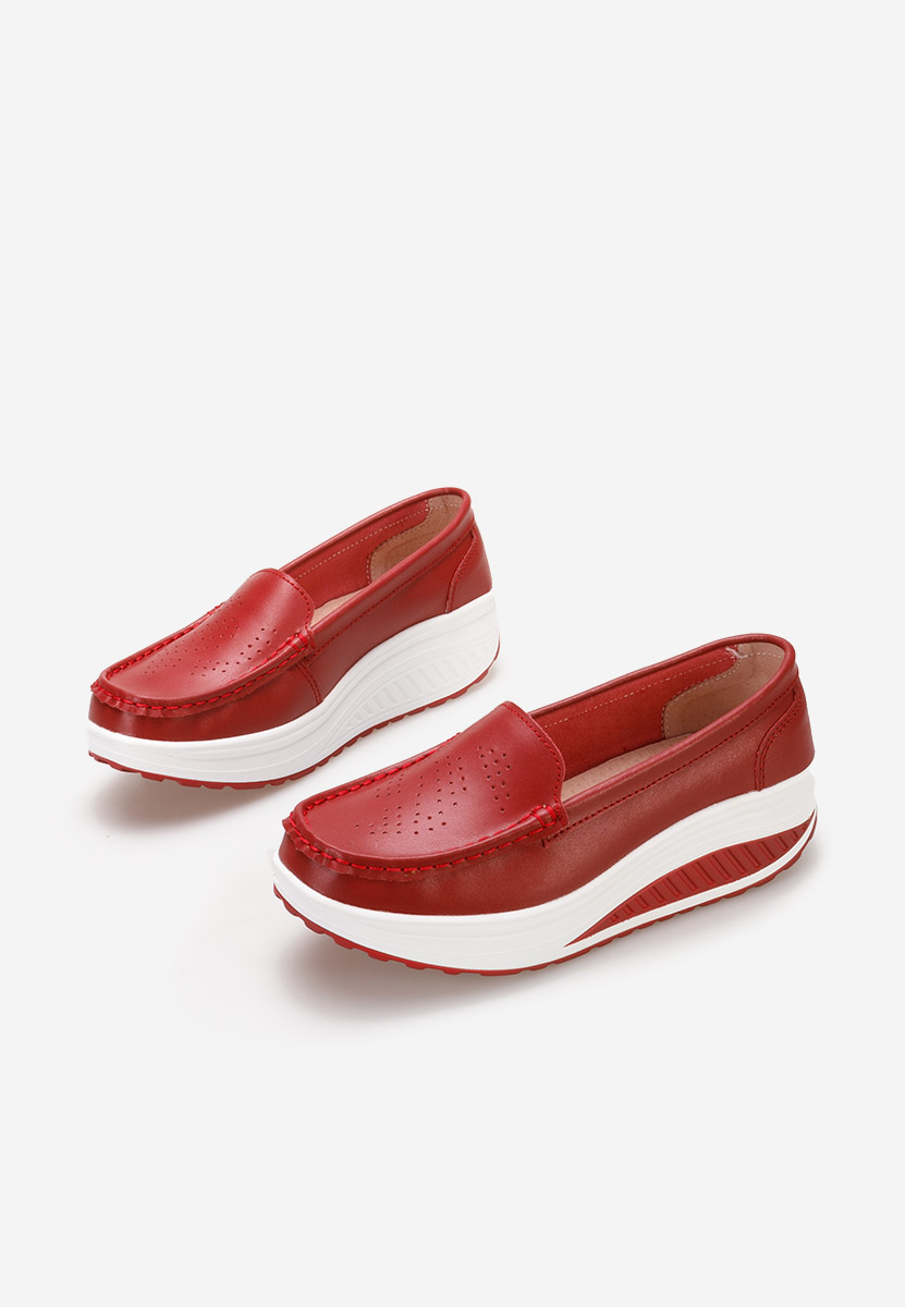 Мокасини от естествена кожа Yustina червен
