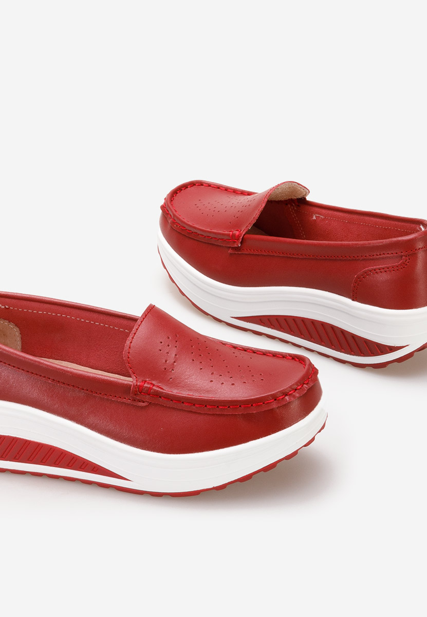 Мокасини от естествена кожа Yustina червен