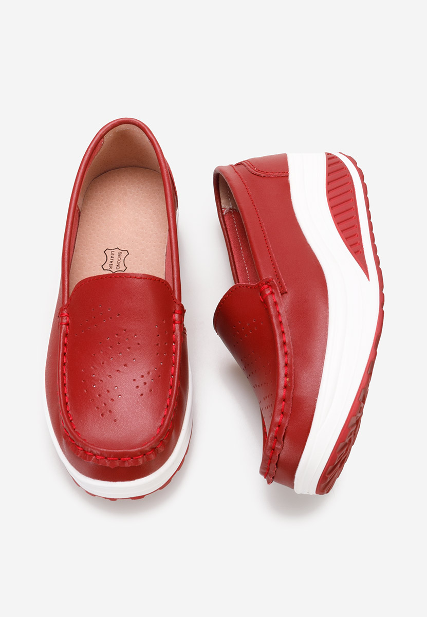 Мокасини от естествена кожа Yustina червен