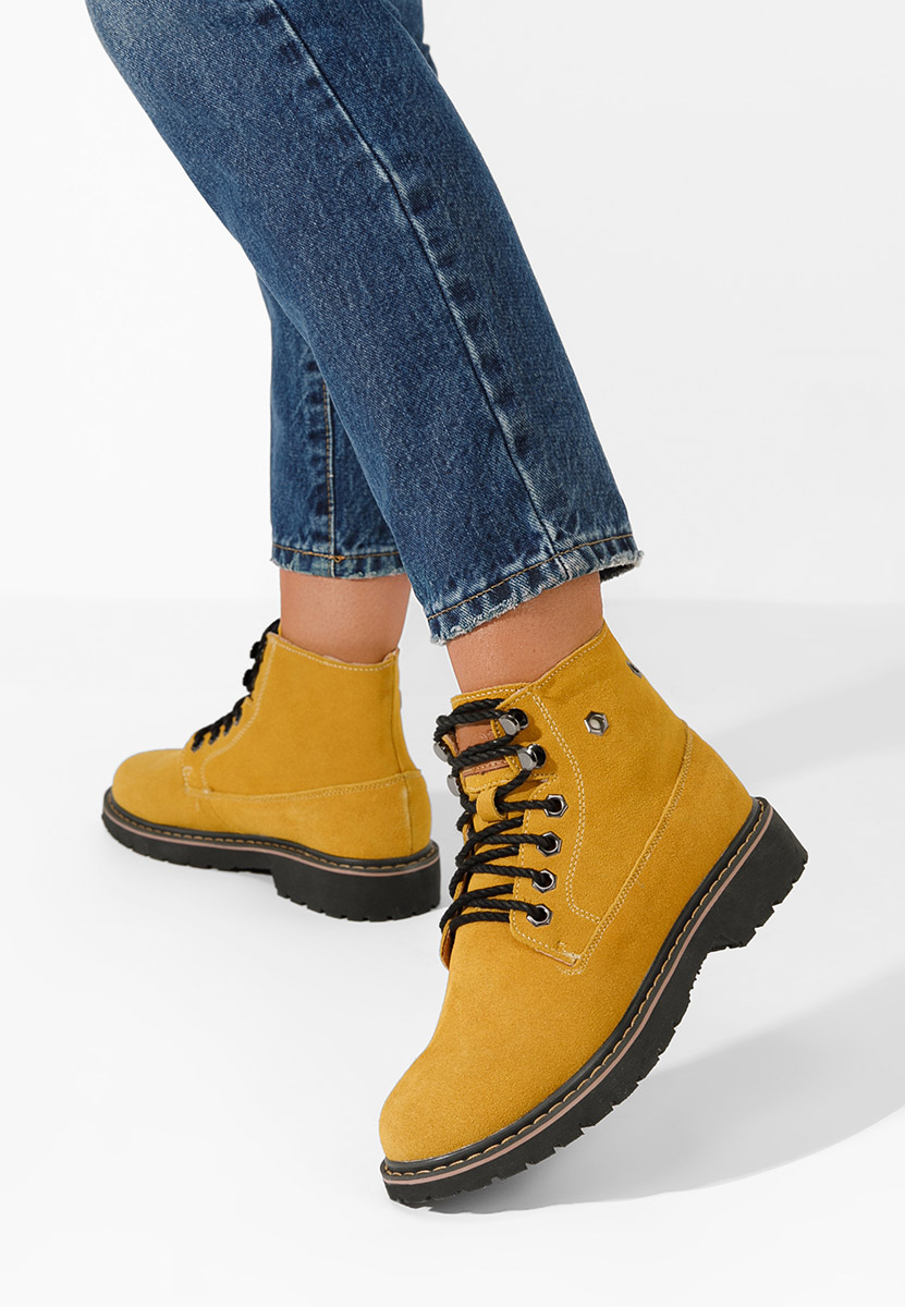 Дамски кожени боти Arvina V2 жълт Zapatos