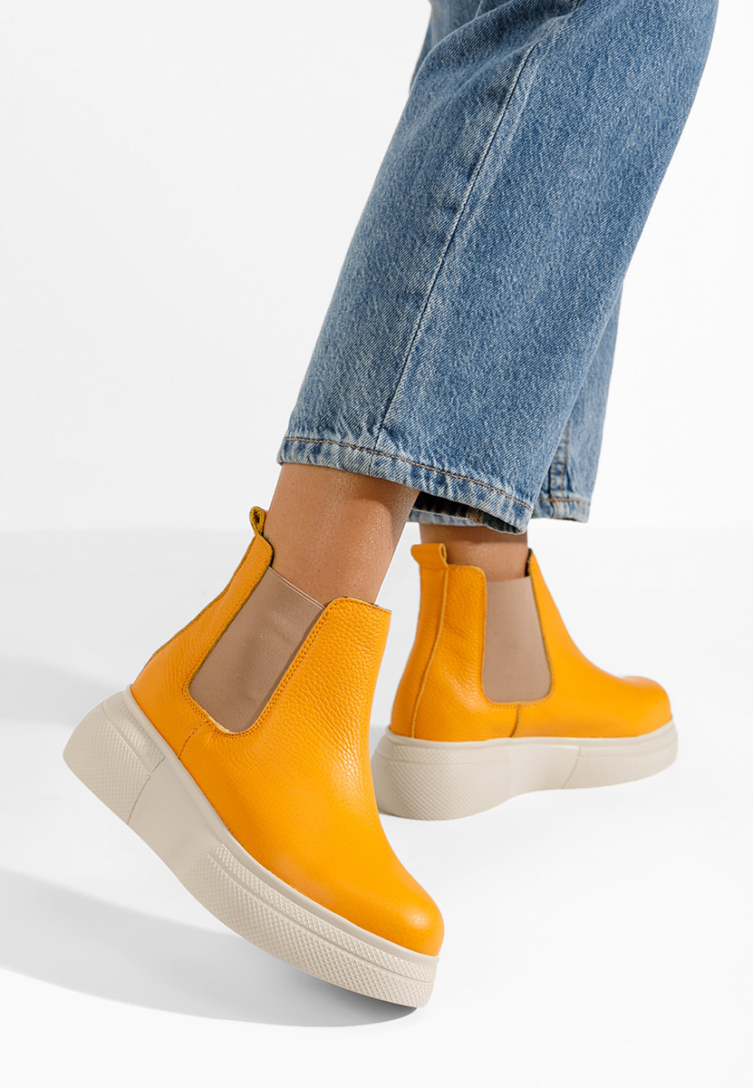 Боти естествена кожа Kisalia жълт