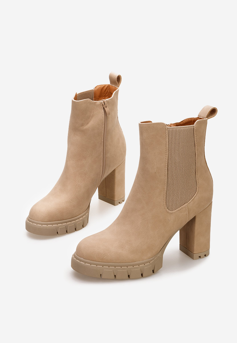 Боти на дебел ток Veloria каки