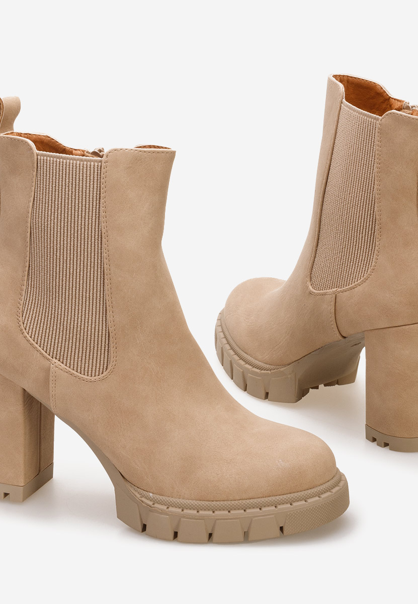 Боти на дебел ток Veloria каки