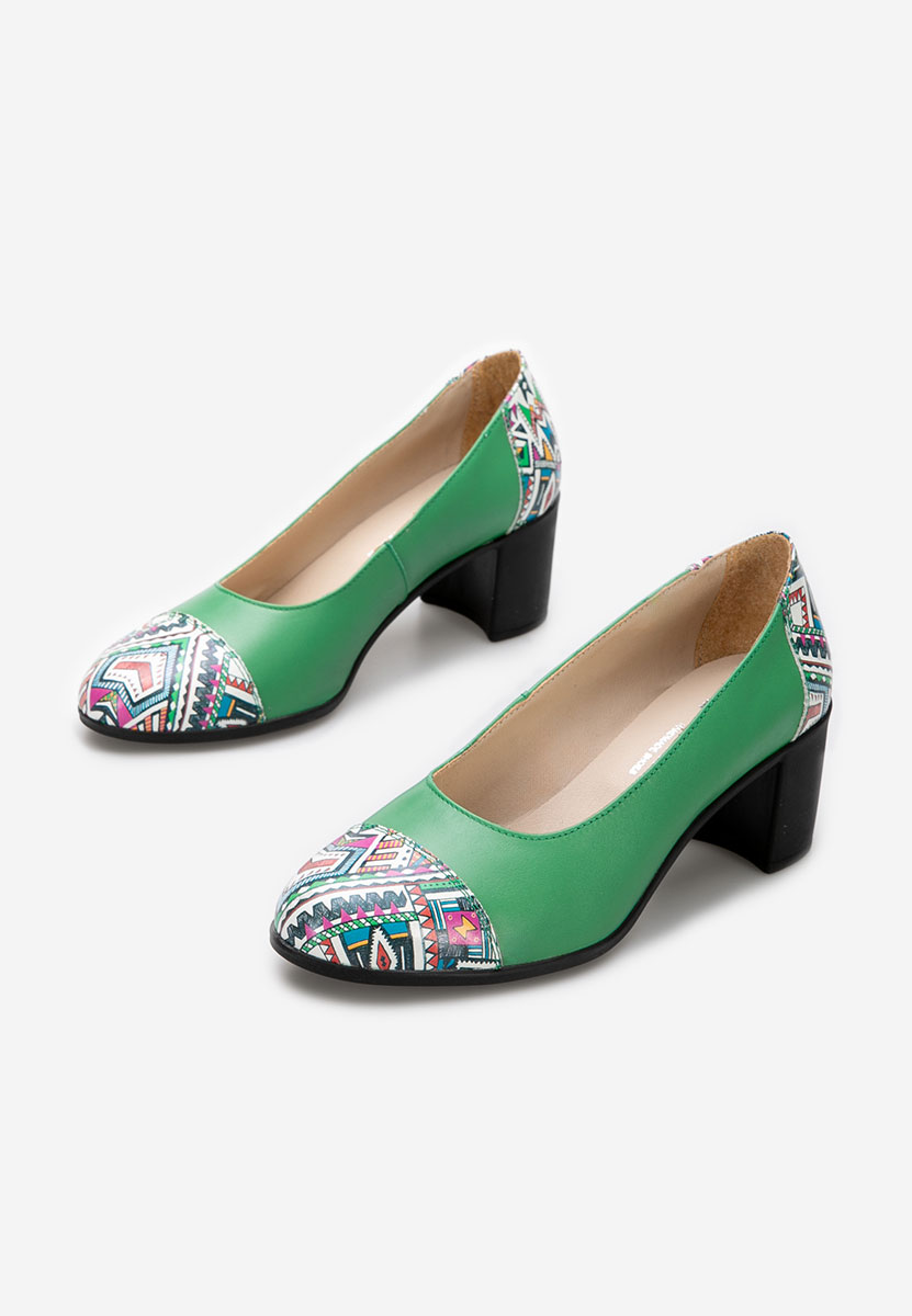 Oбувки с дебел ток Judy зелен