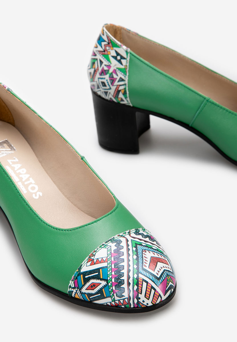 Oбувки с дебел ток Judy зелен