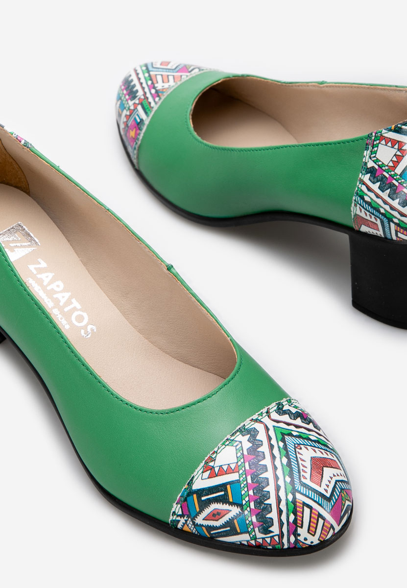 Oбувки с дебел ток Judy зелен