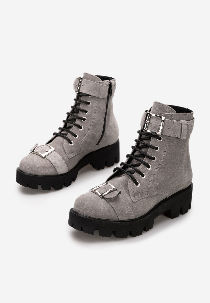 Дамски кожени боти Antonina V2 сив